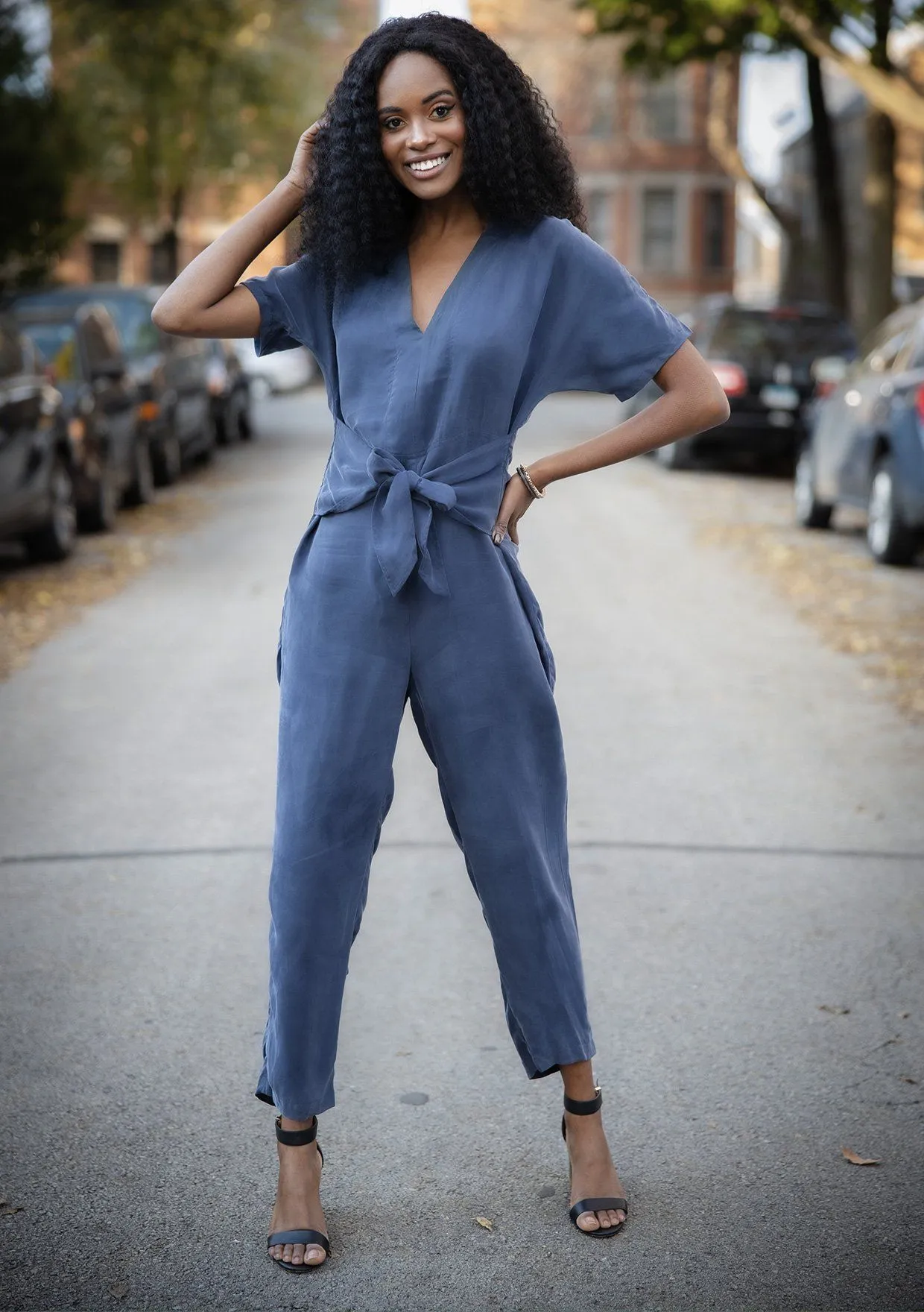 Downtown Days Tie Front Jumpsuit