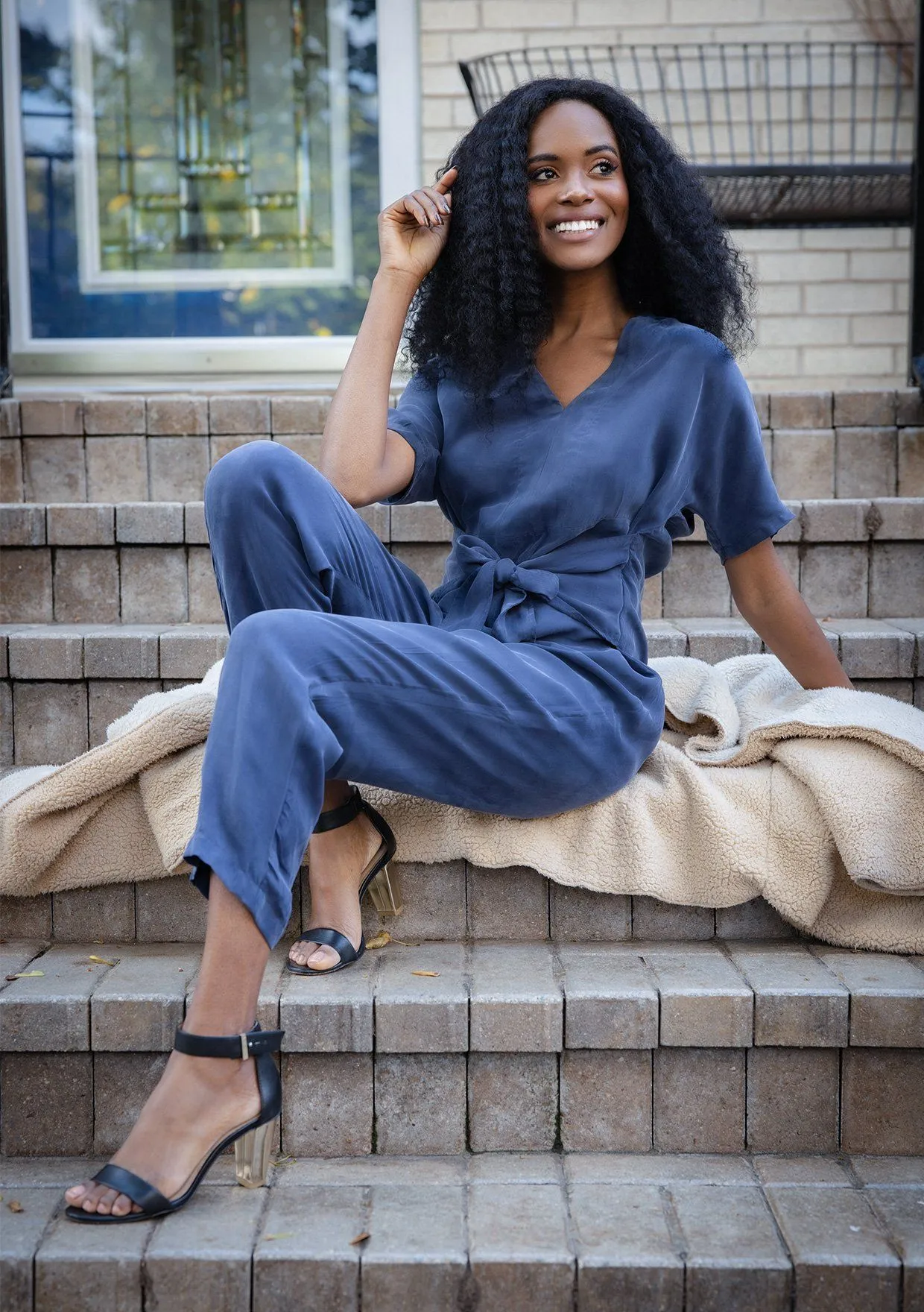 Downtown Days Tie Front Jumpsuit
