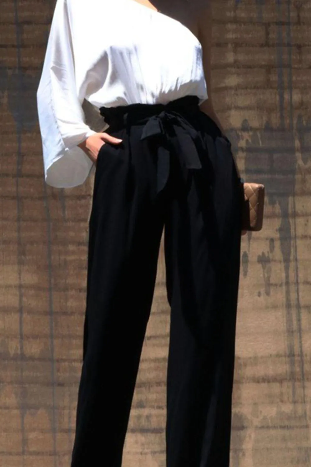 Dress Day Marvelous in Manhattan One-Shoulder Jumpsuit in White/Black