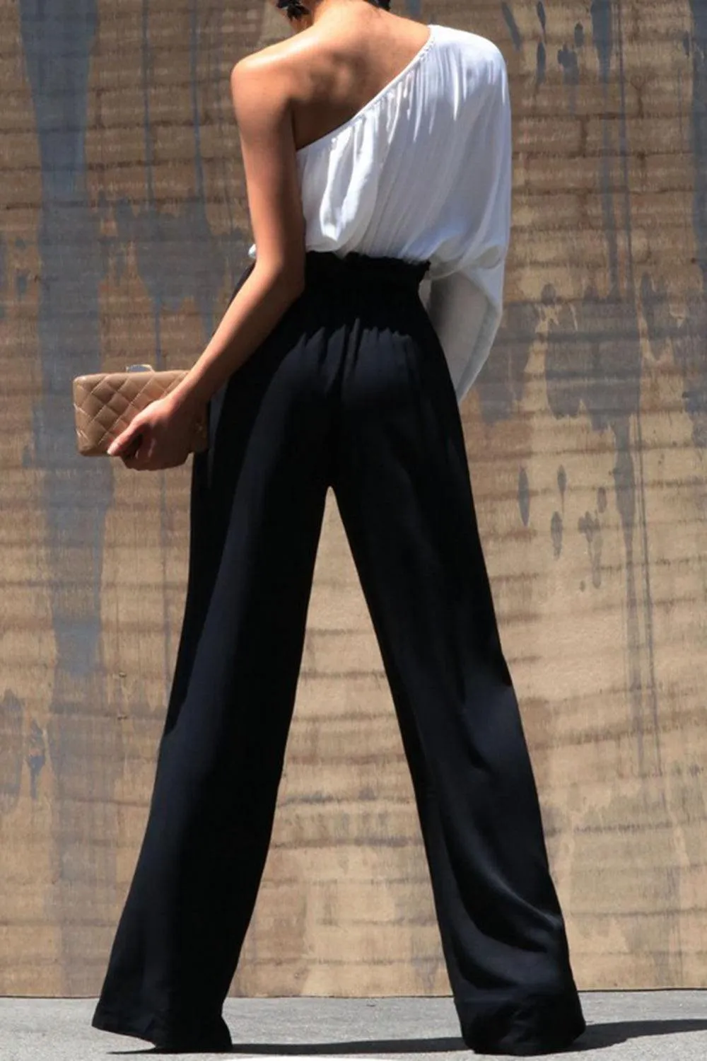 Dress Day Marvelous in Manhattan One-Shoulder Jumpsuit in White/Black