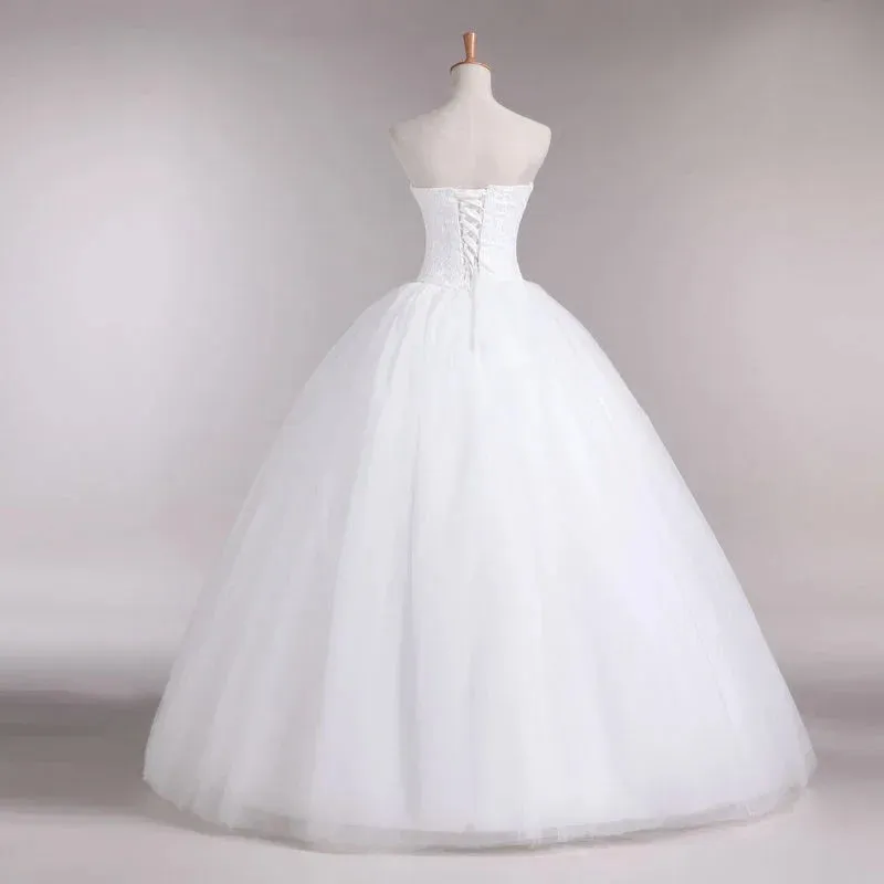 Fashion Simple Classic Ball Gown ivory Wedding Dress Lace Up Sweet