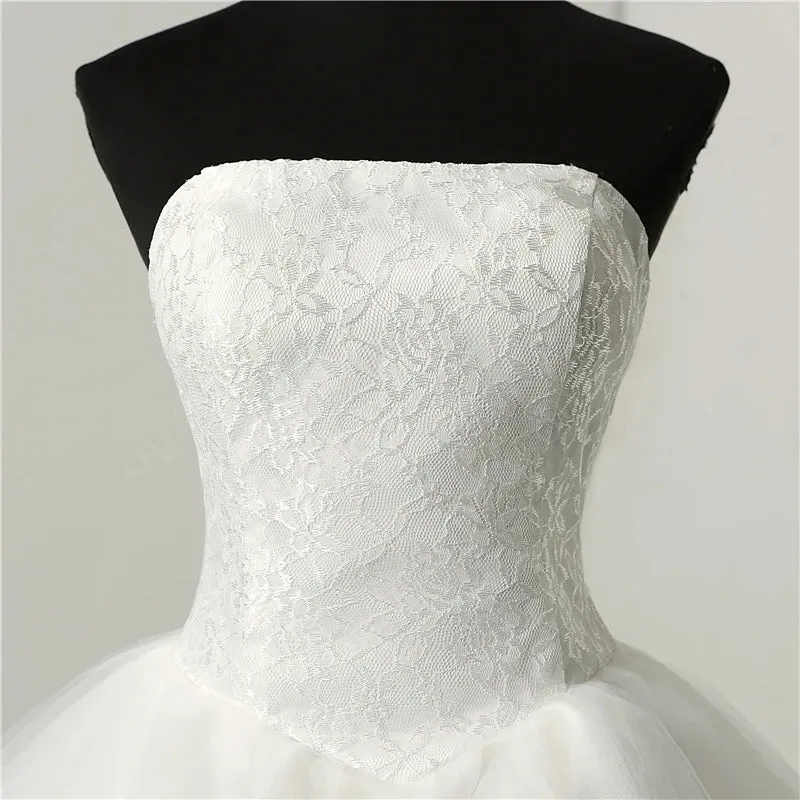 Fashion Simple Classic Ball Gown ivory Wedding Dress Lace Up Sweet