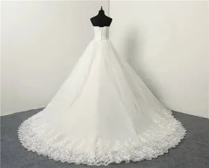 Fashion Simple Classic Ball Gown ivory Wedding Dress Lace Up Sweet