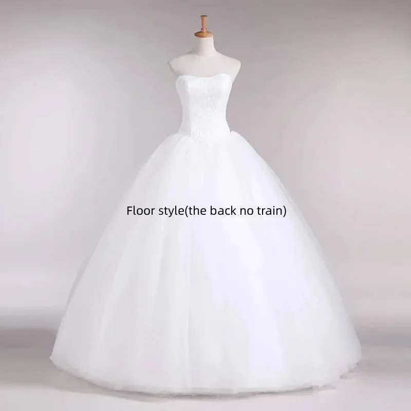 Fashion Simple Classic Ball Gown ivory Wedding Dress Lace Up Sweet