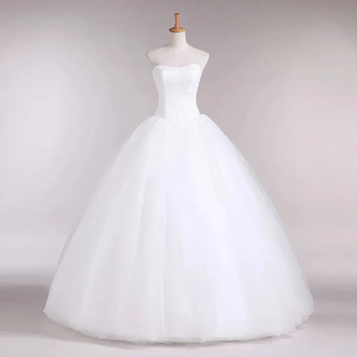 Fashion Simple Classic Ball Gown ivory Wedding Dress Lace Up Sweet