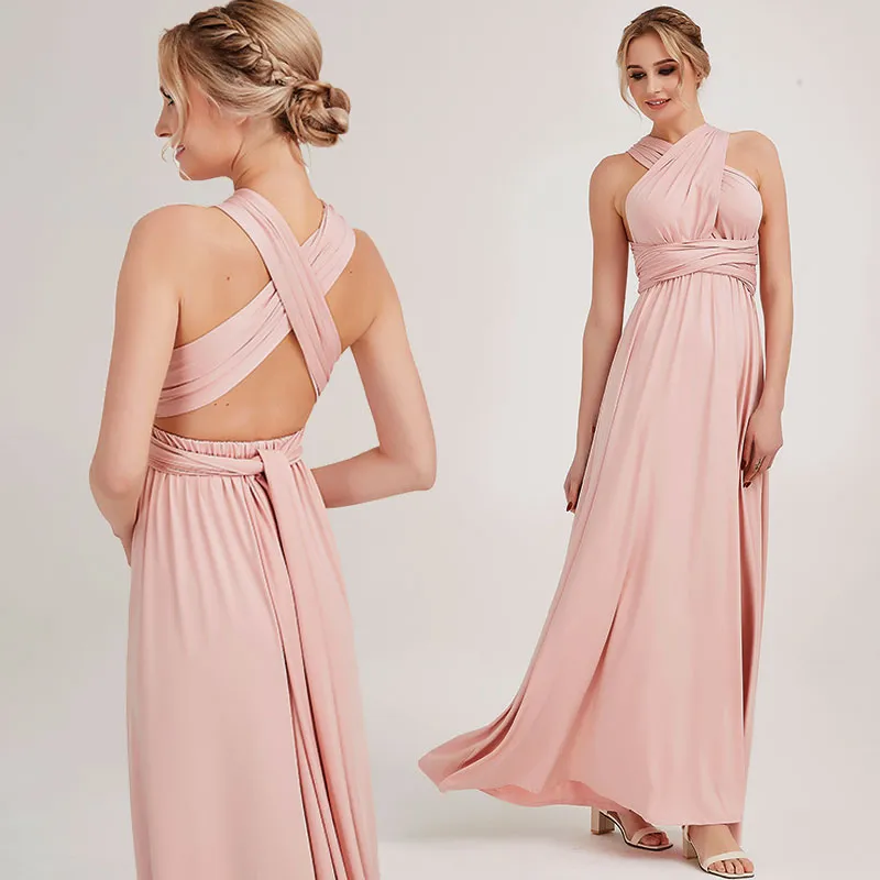 [Final Sale] Blush Infinity Wrap Bridesmaid Convertible Dress