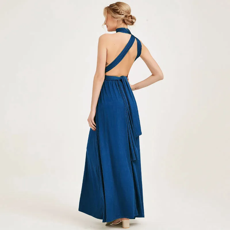 [Final Sale] Prussian Blue Infinity Wrap Maxi Bridesmaid Dress