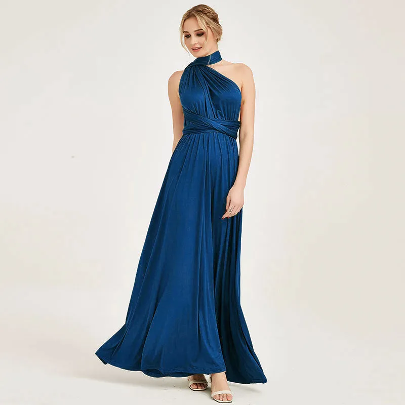 [Final Sale] Prussian Blue Infinity Wrap Maxi Bridesmaid Dress