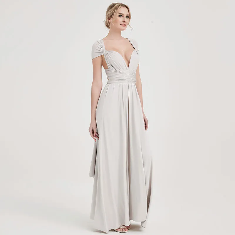 [Final Sale] Silver Grey Infinity Wrap Maxi Bridesmaid Dress