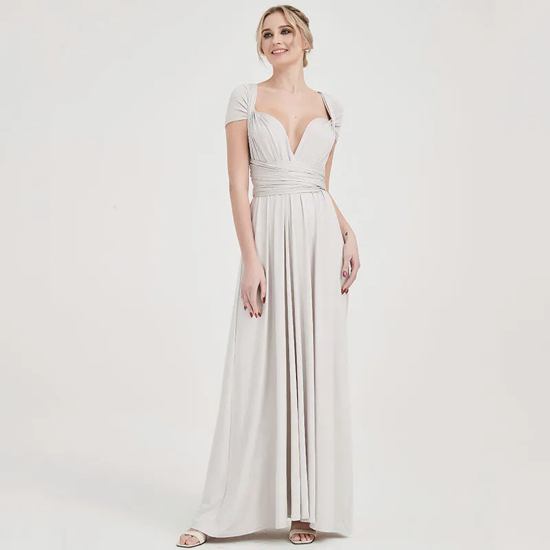[Final Sale] Silver Grey Infinity Wrap Maxi Bridesmaid Dress