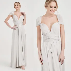 [Final Sale] Silver Grey Infinity Wrap Maxi Bridesmaid Dress