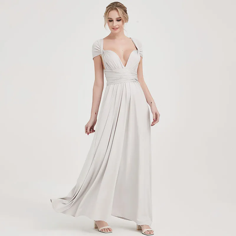 [Final Sale] Silver Grey Infinity Wrap Maxi Bridesmaid Dress