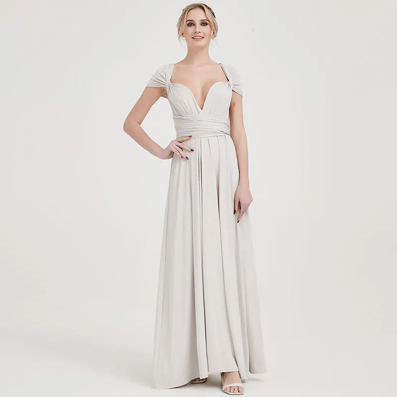 [Final Sale] Silver Grey Infinity Wrap Maxi Bridesmaid Dress