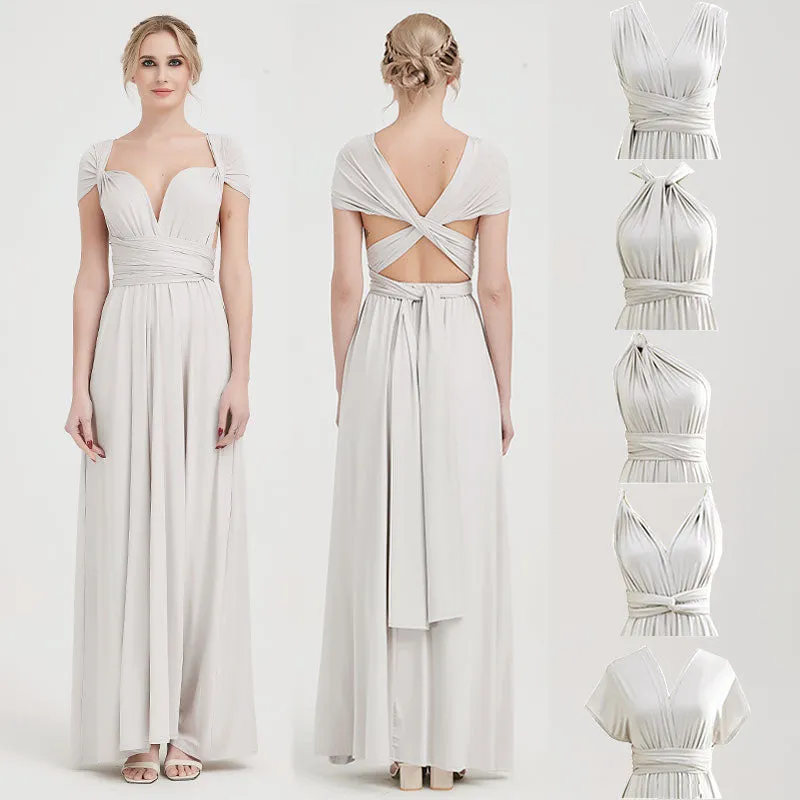 [Final Sale] Silver Grey Infinity Wrap Maxi Bridesmaid Dress