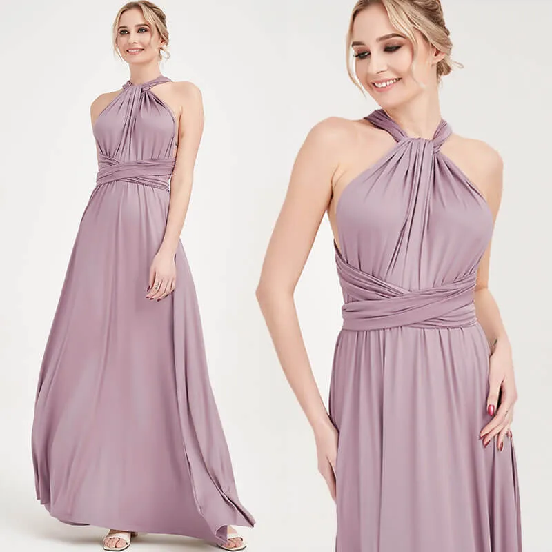 [Final Sale] Vintage Mauve Infinity Wrap Bridesmaid Convertible Dress