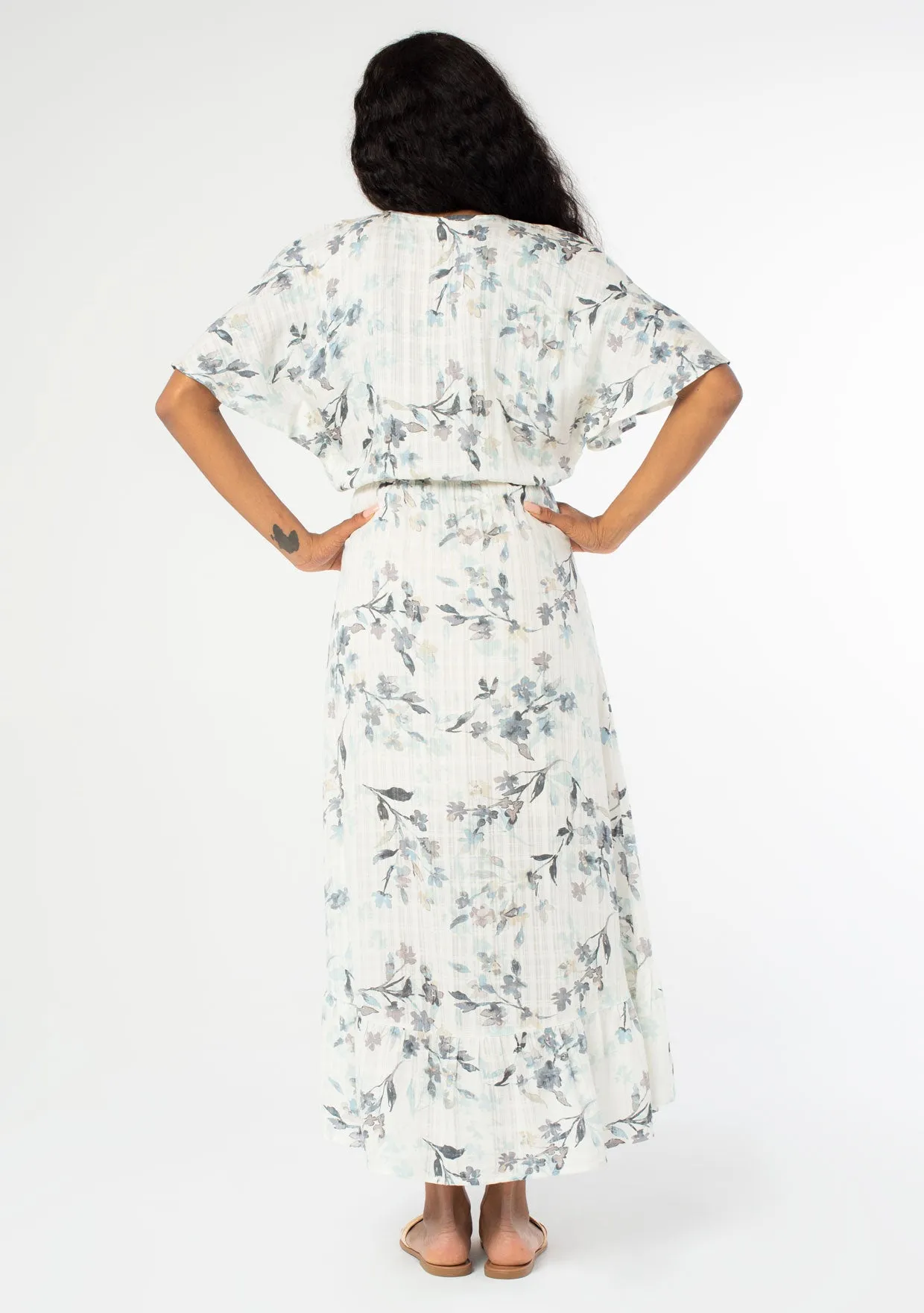 Floral Flutter Sleeve Wrap Dress