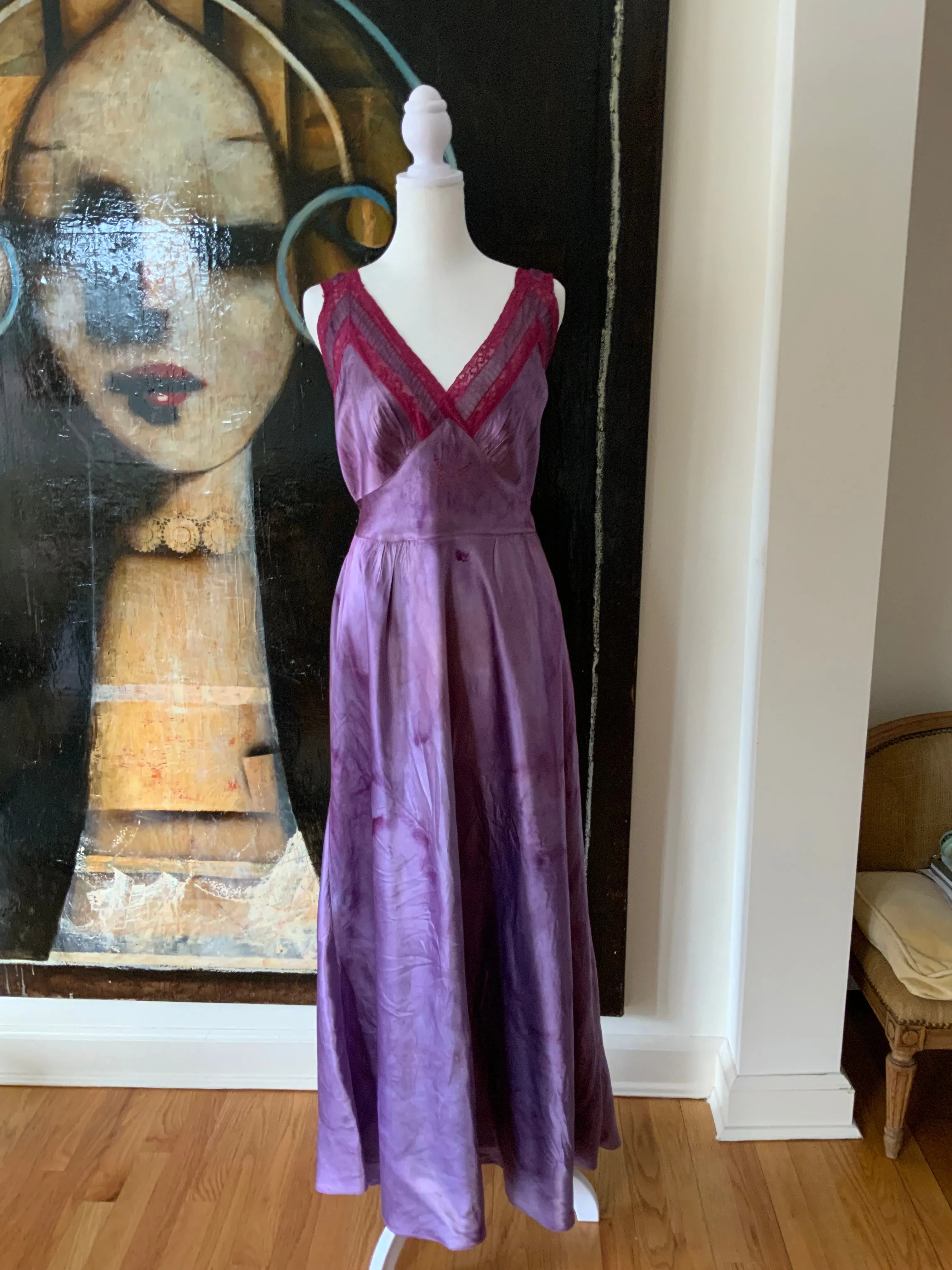 Hand Dyed Satin Nightgown - 50s - 50M