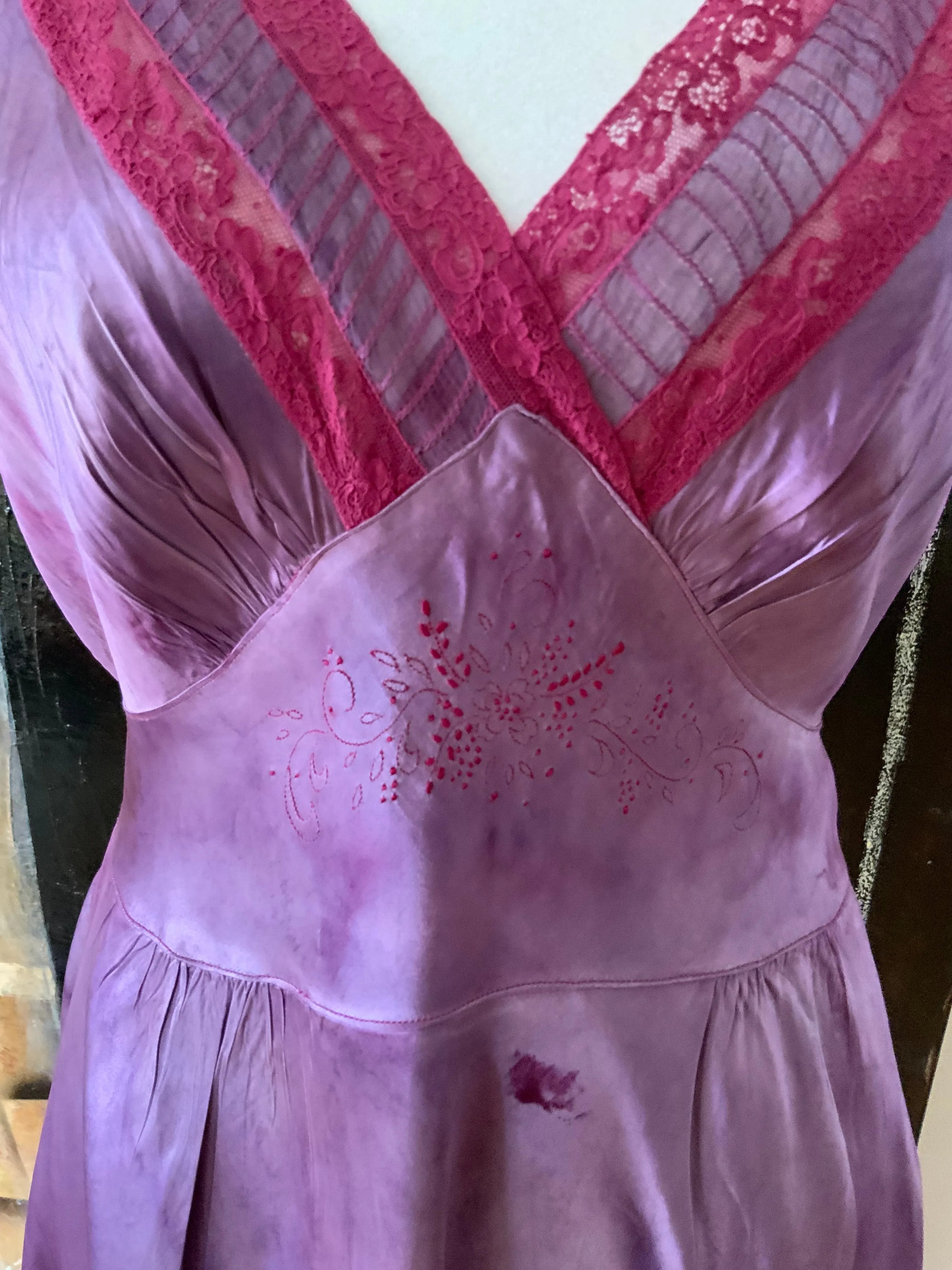 Hand Dyed Satin Nightgown - 50s - 50M