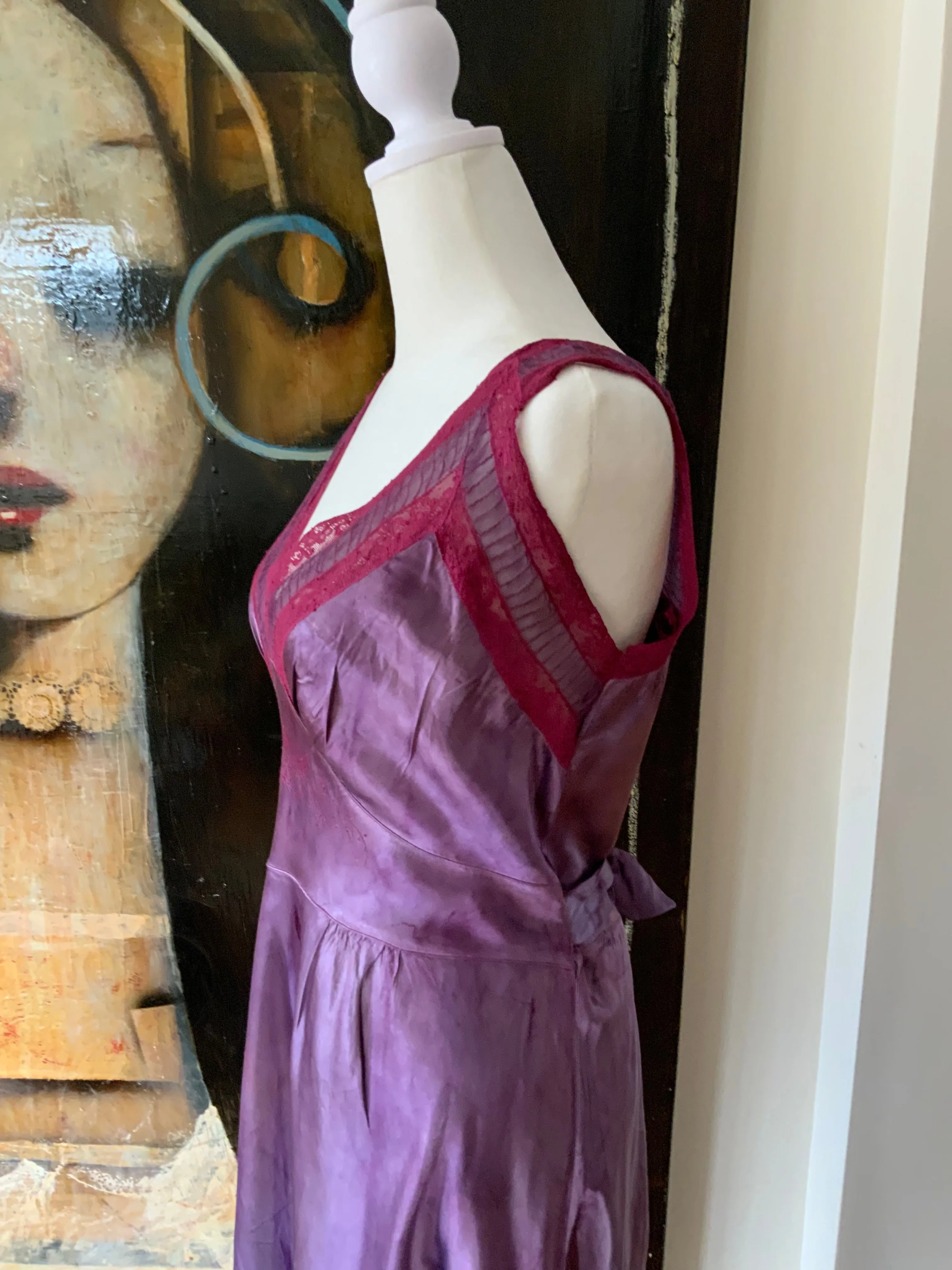 Hand Dyed Satin Nightgown - 50s - 50M