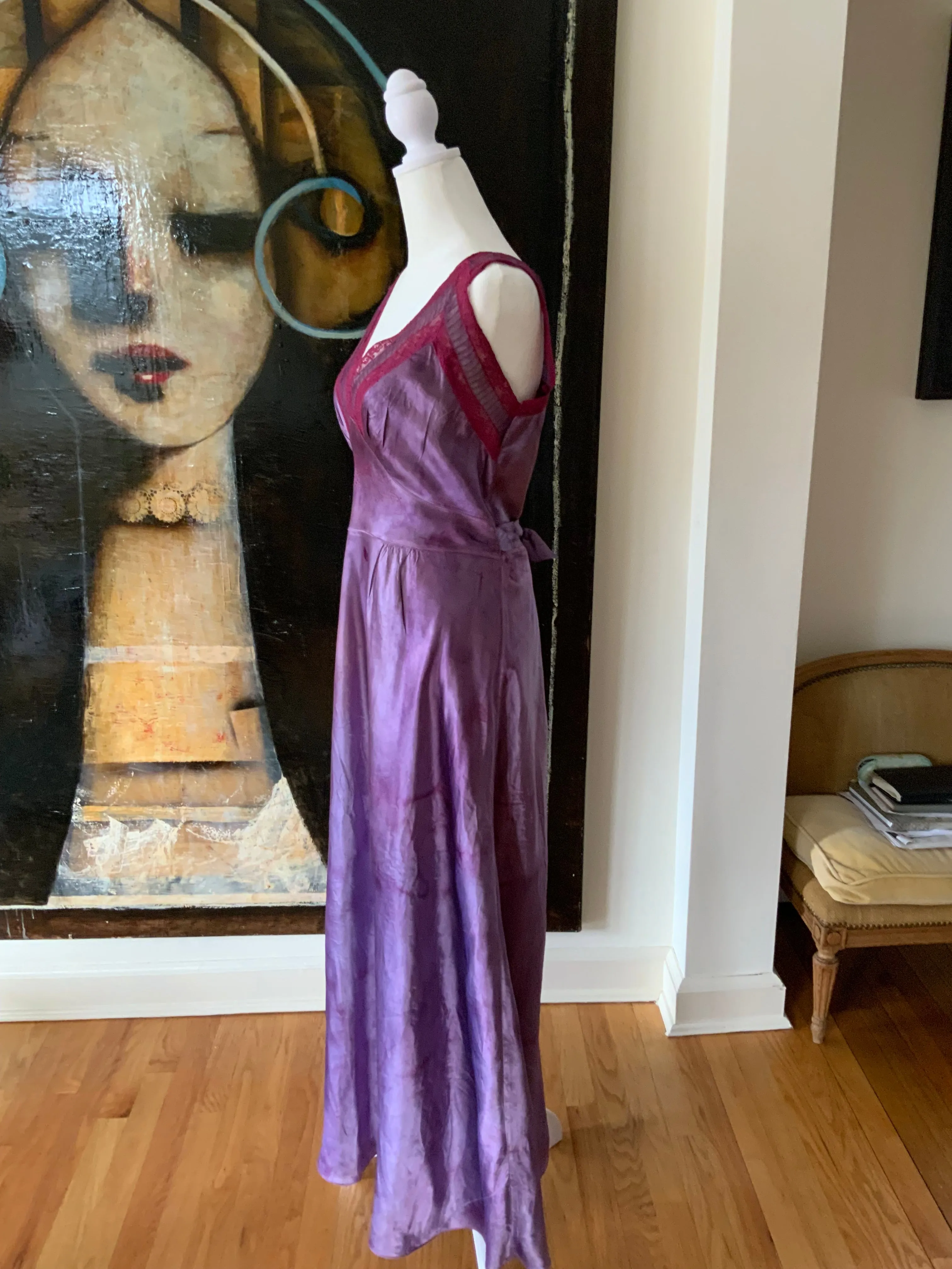 Hand Dyed Satin Nightgown - 50s - 50M