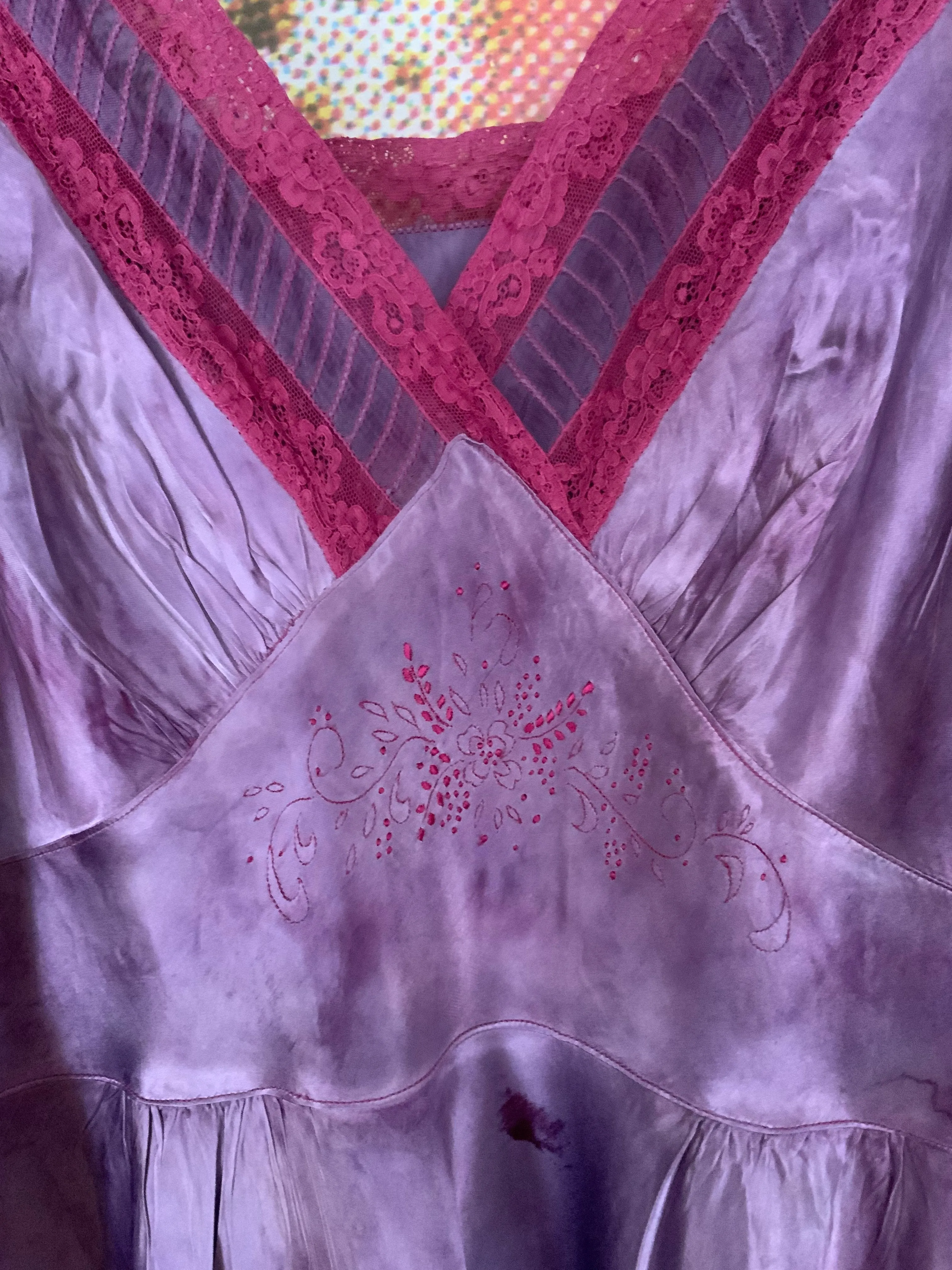 Hand Dyed Satin Nightgown - 50s - 50M