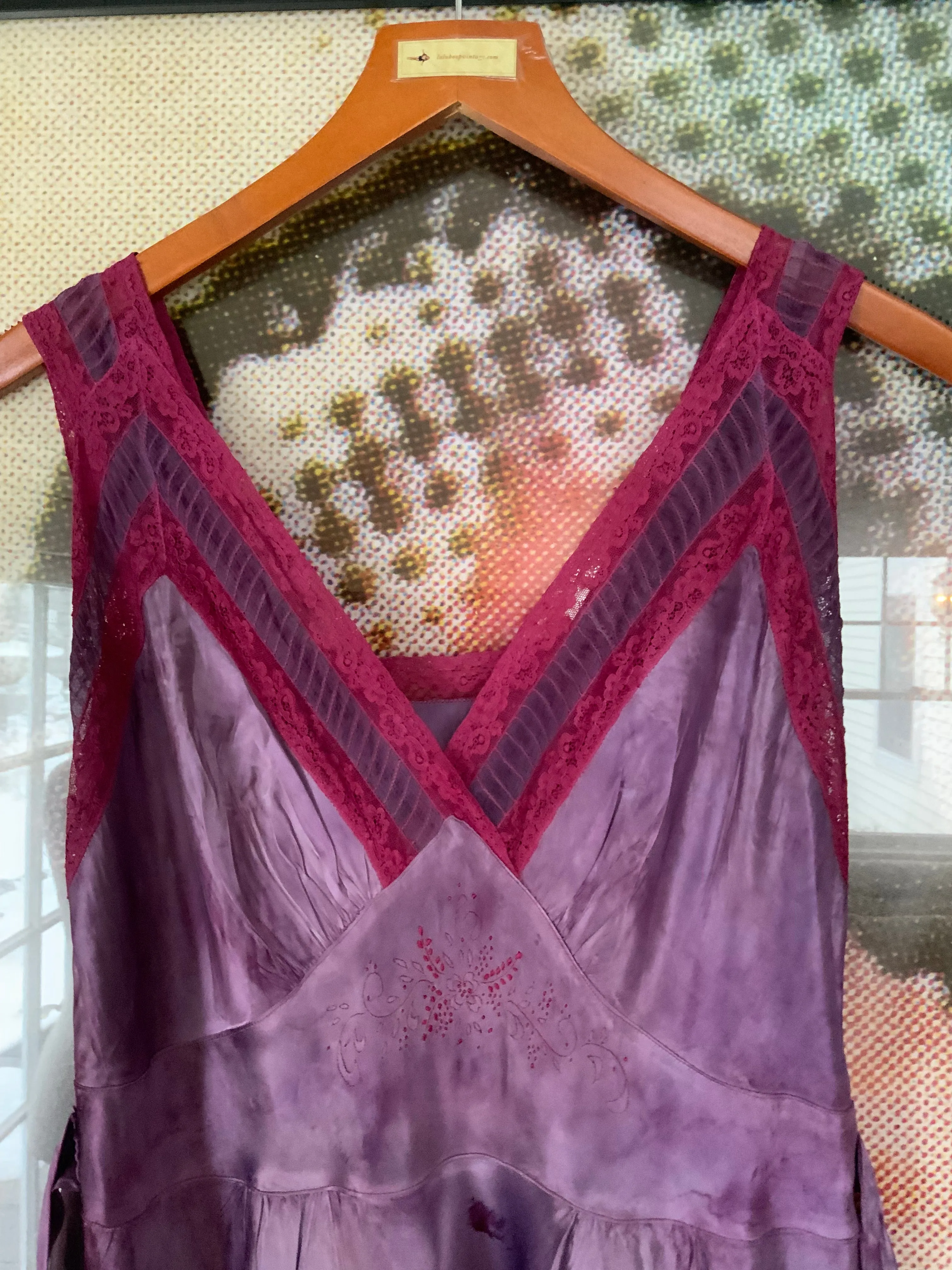 Hand Dyed Satin Nightgown - 50s - 50M