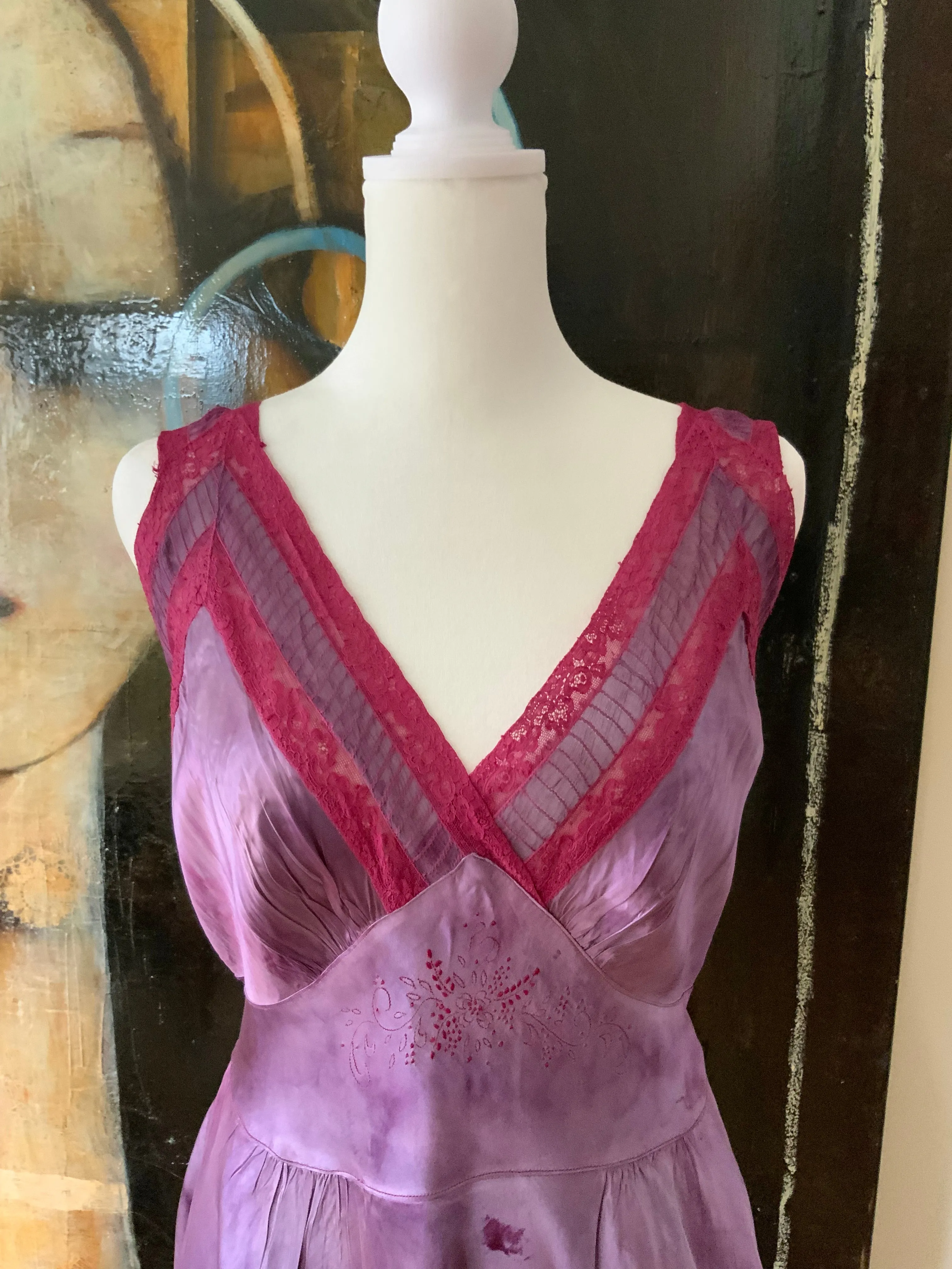Hand Dyed Satin Nightgown - 50s - 50M