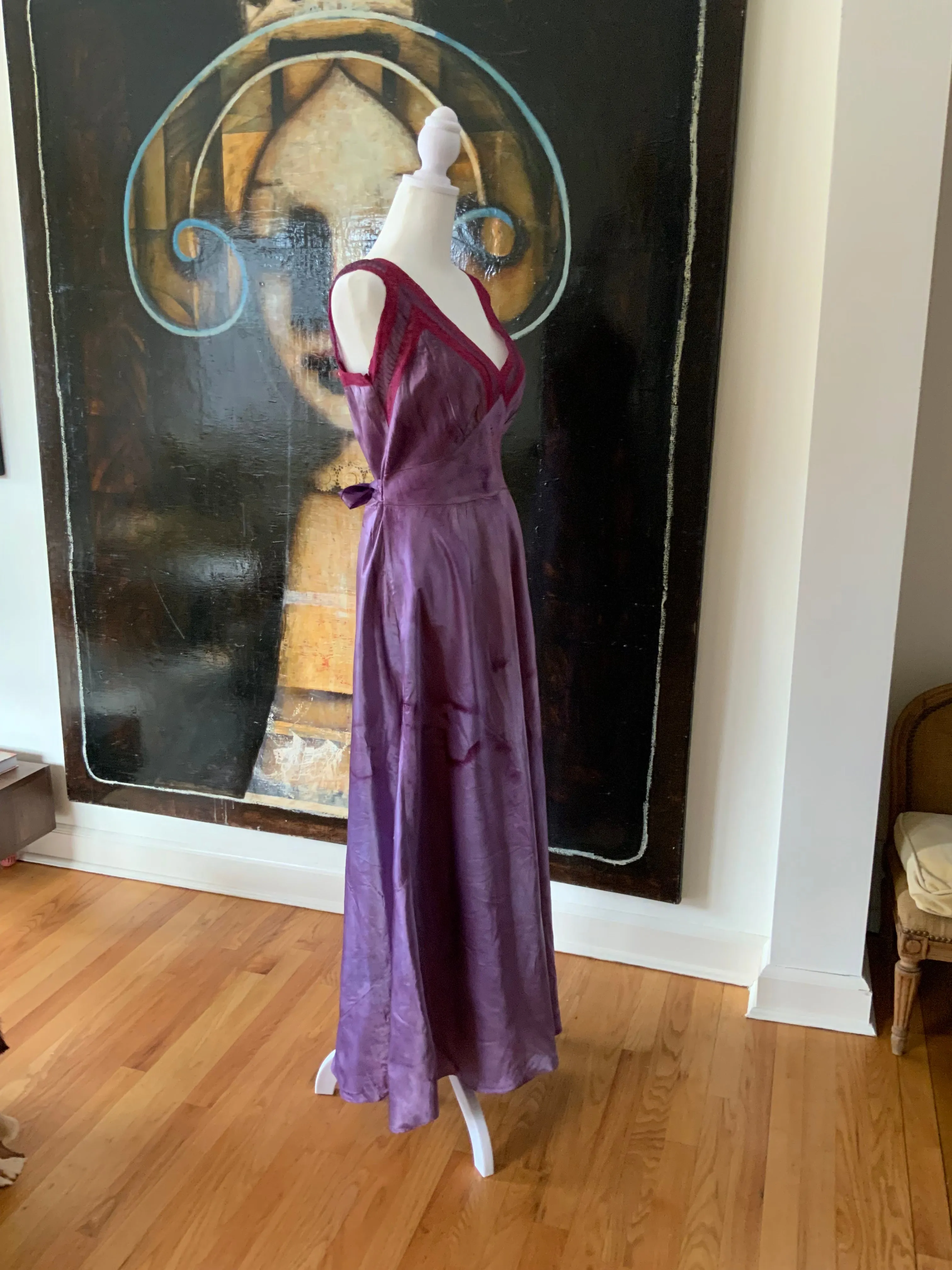 Hand Dyed Satin Nightgown - 50s - 50M