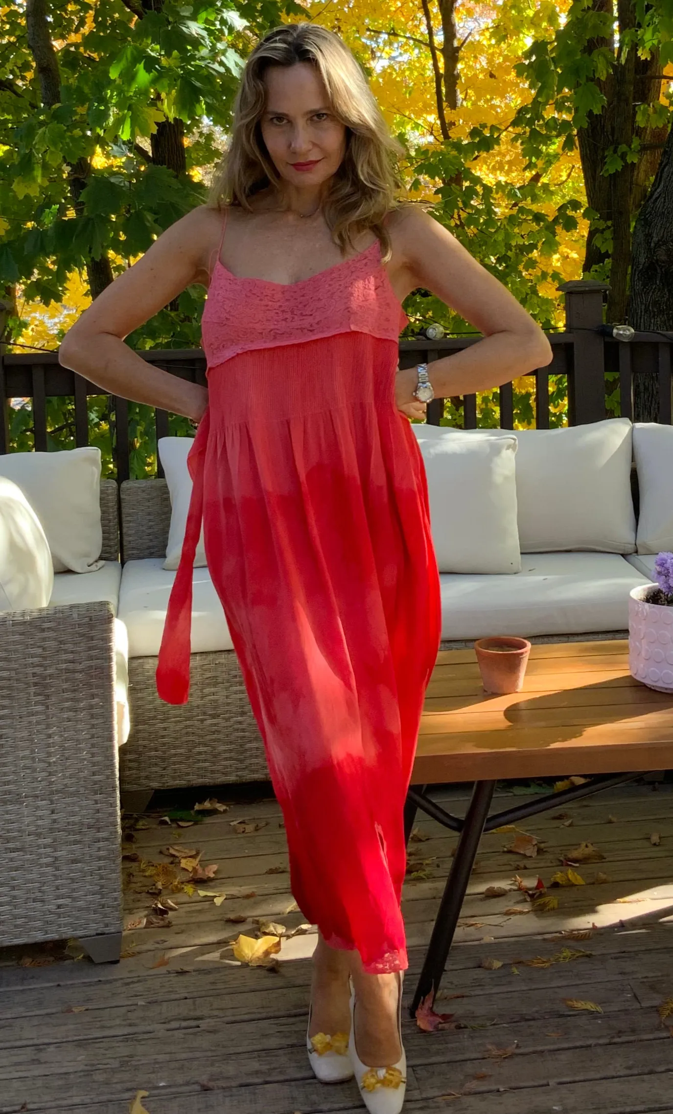 Hand Dyed Silk Dress - 50s -50U