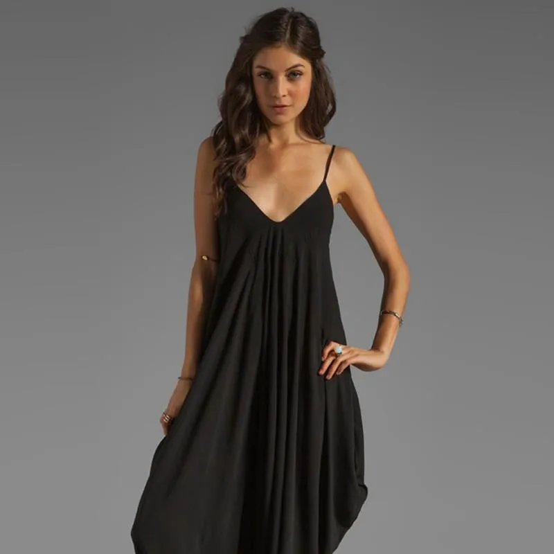 Harem Romper Playsuit with Spaghetti Strap and Deep V-Neck Plus Size S-6XL