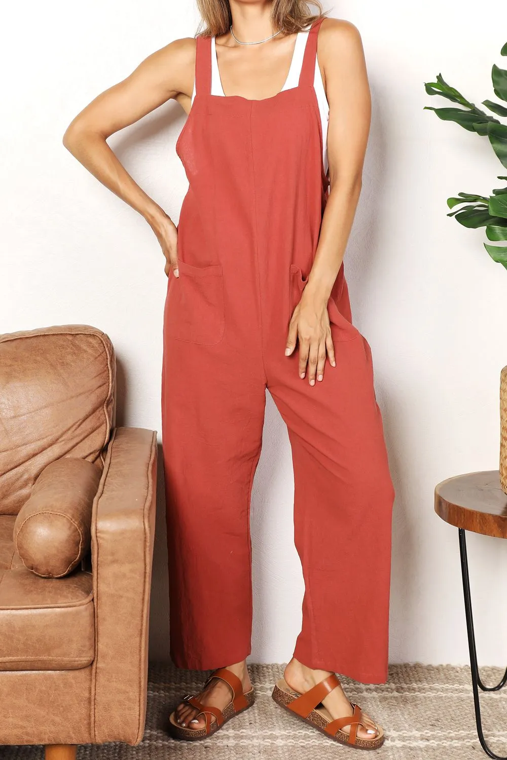 Hazel Blues® |  Double Take Wide Leg Overalls with Front Pockets