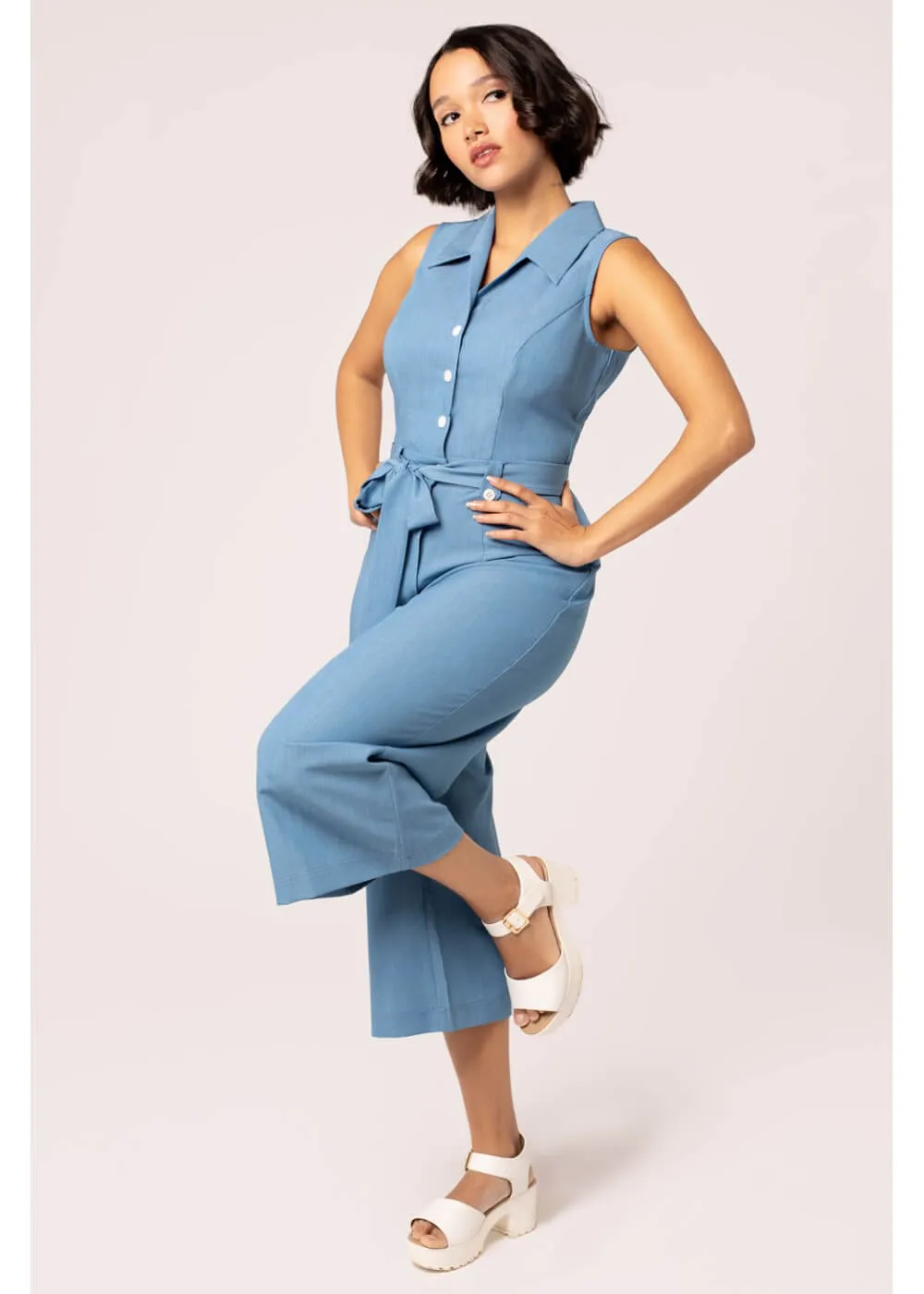 Hell Bunny Rylee Jumpsuit Blue
