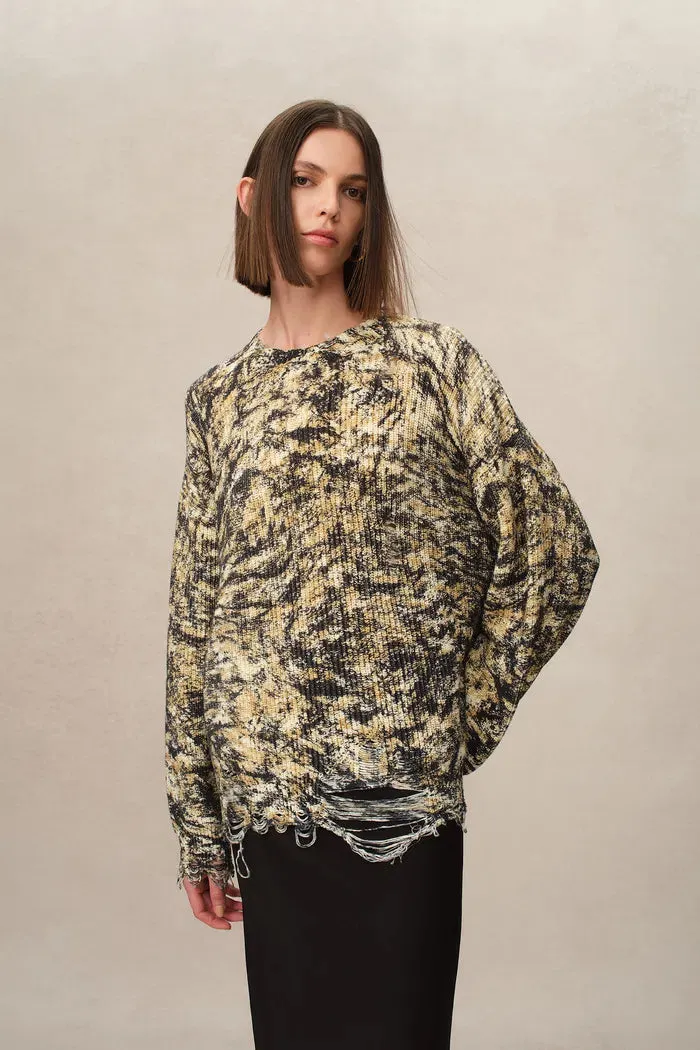 Hesper Animal Print Sweater in Chunky Cotton Knit