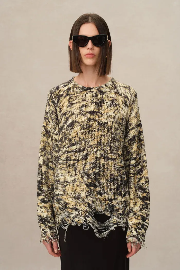 Hesper Animal Print Sweater in Chunky Cotton Knit