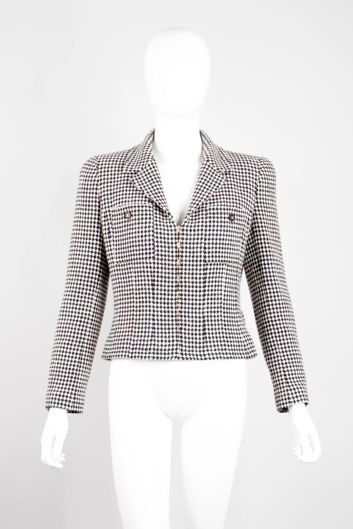 Hook Front Houndstooth Jacket