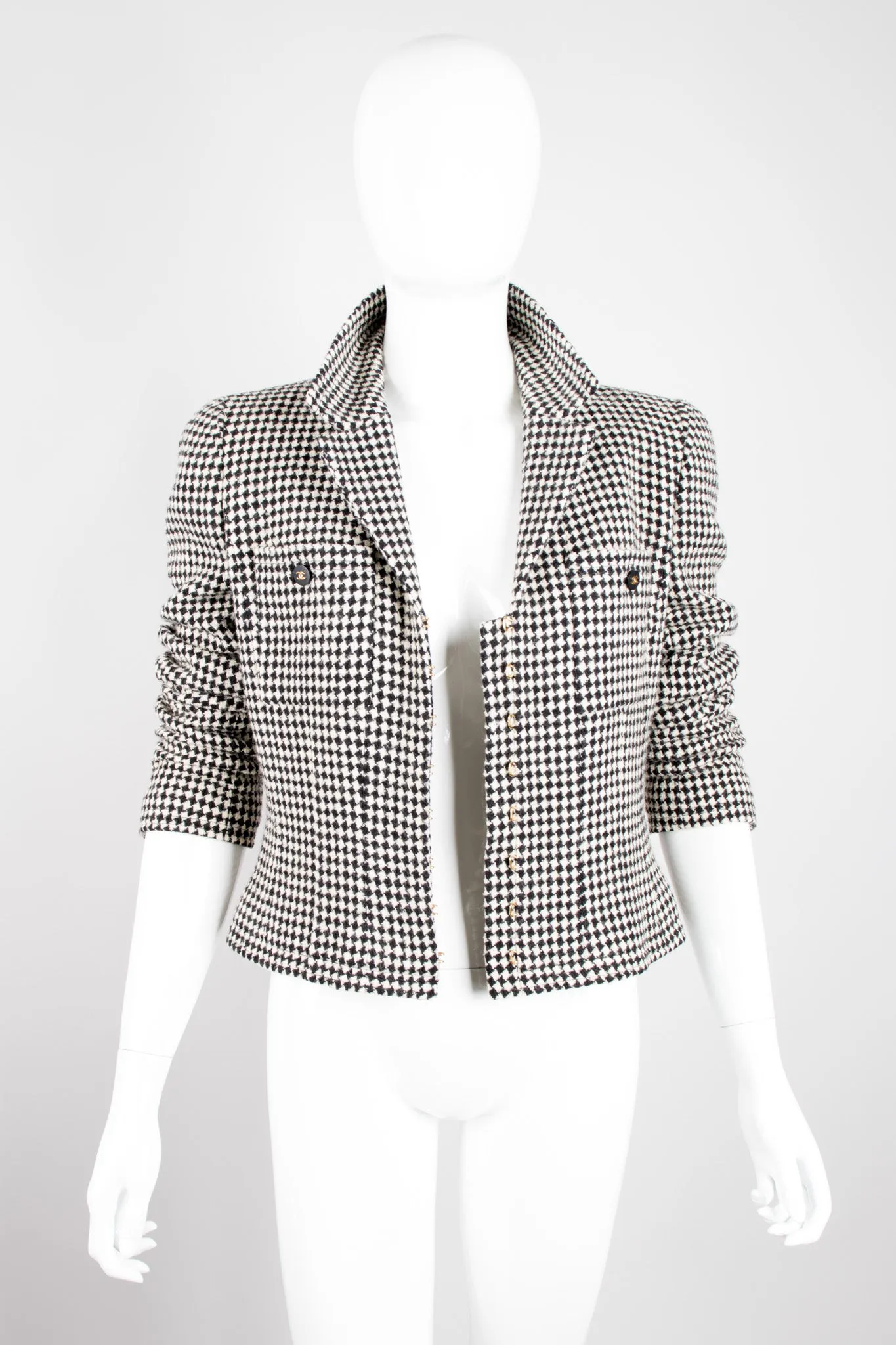 Hook Front Houndstooth Jacket