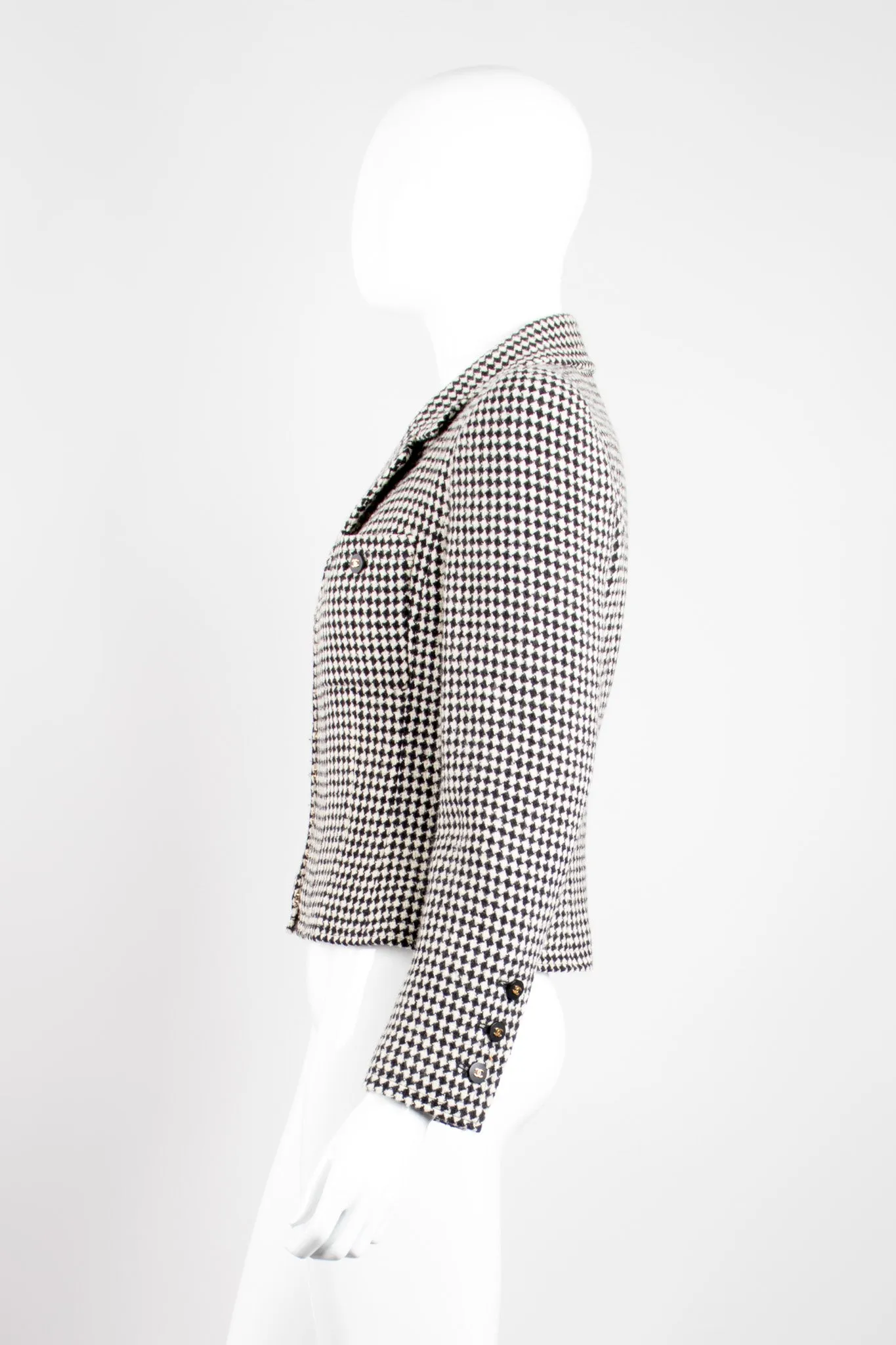 Hook Front Houndstooth Jacket