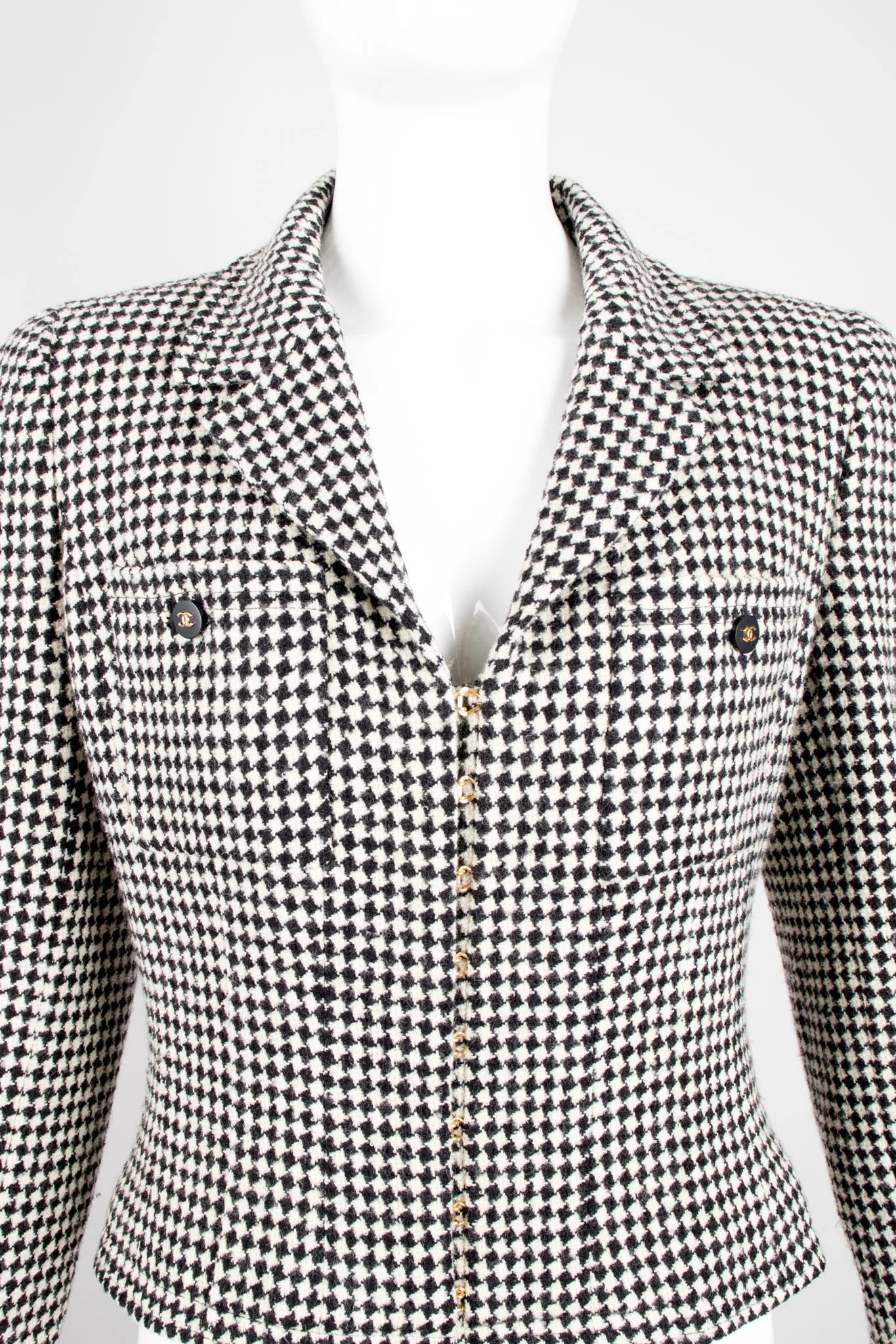 Hook Front Houndstooth Jacket