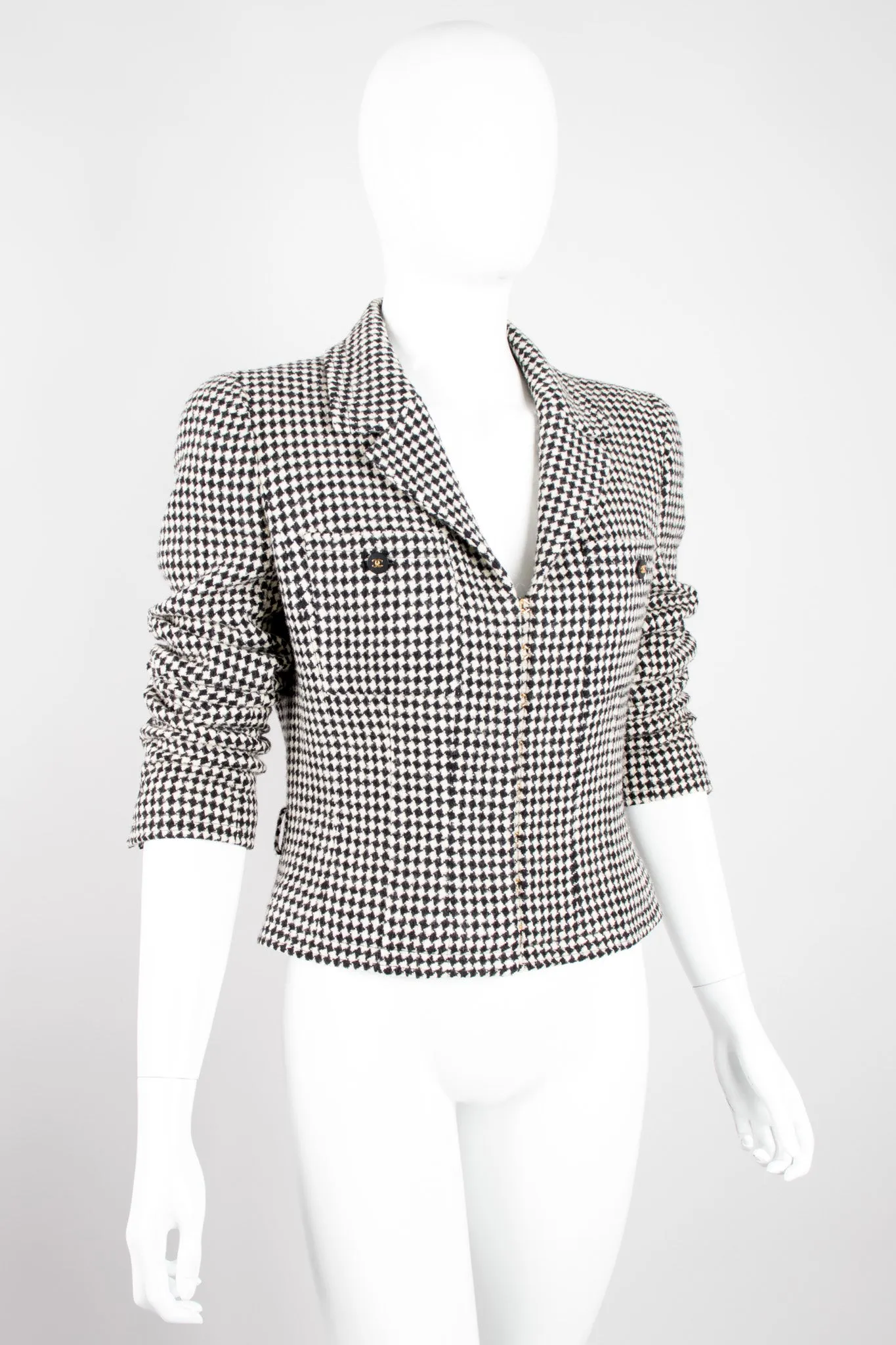 Hook Front Houndstooth Jacket