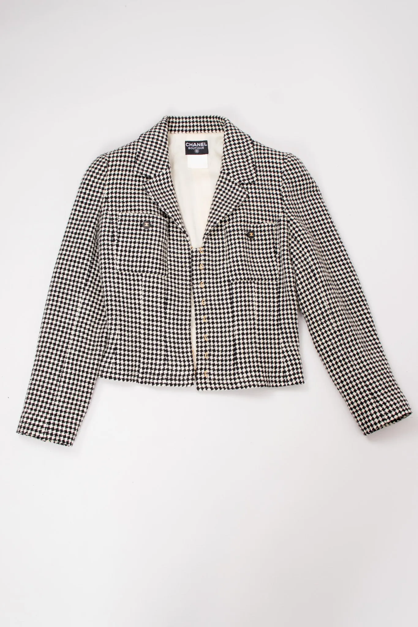 Hook Front Houndstooth Jacket