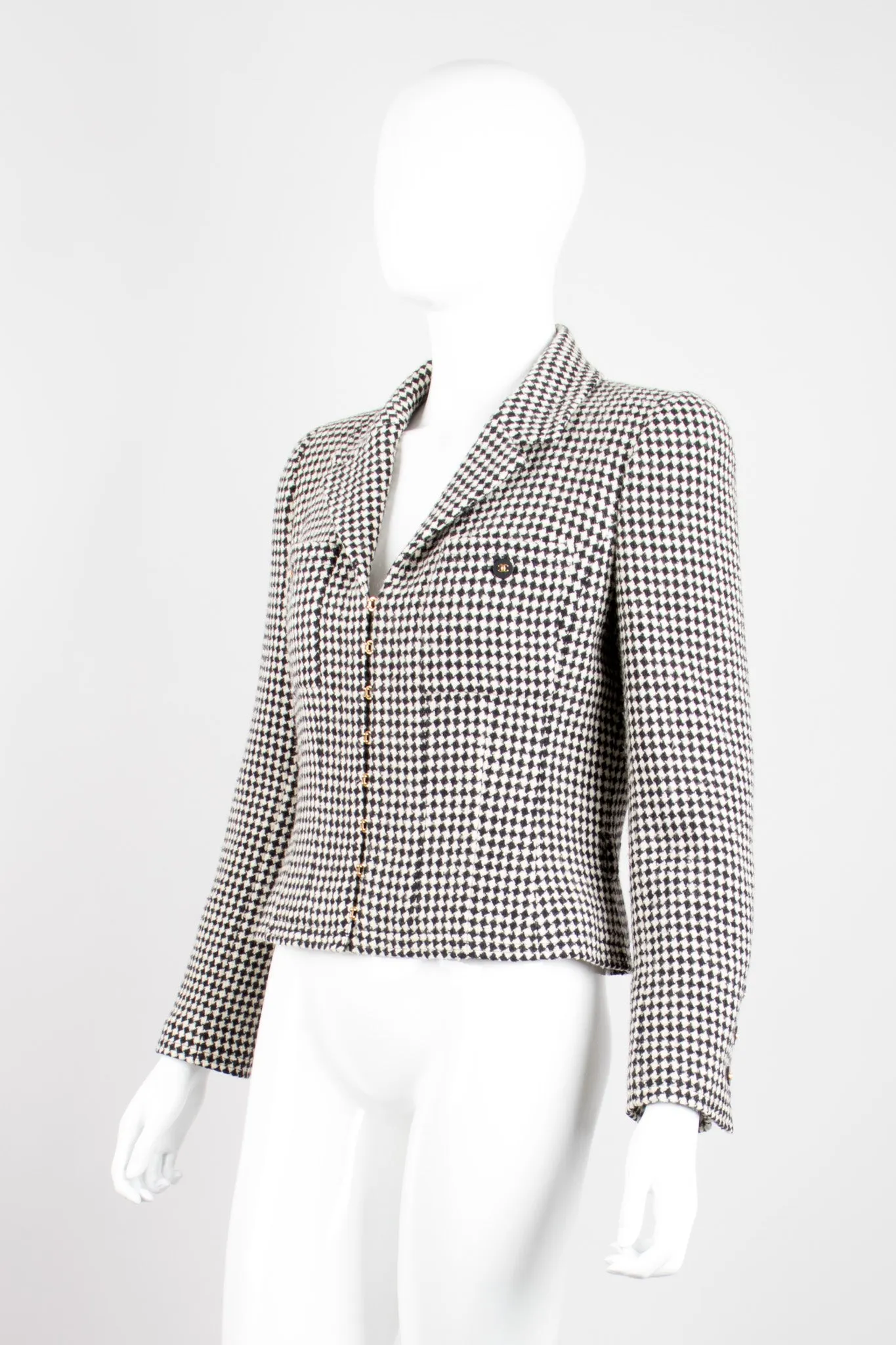 Hook Front Houndstooth Jacket
