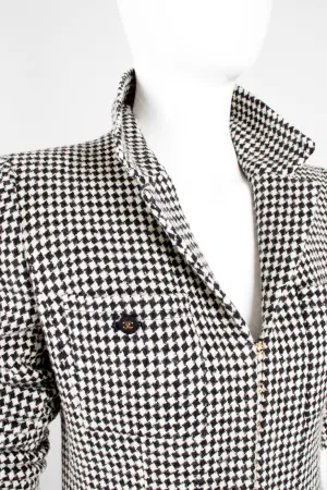 Hook Front Houndstooth Jacket