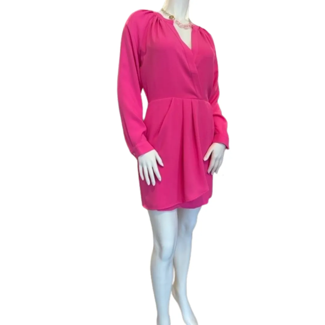 Hot pink faux wrap dress