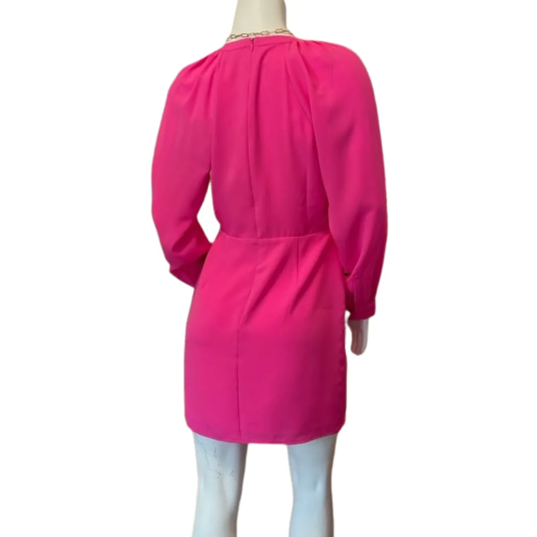 Hot pink faux wrap dress