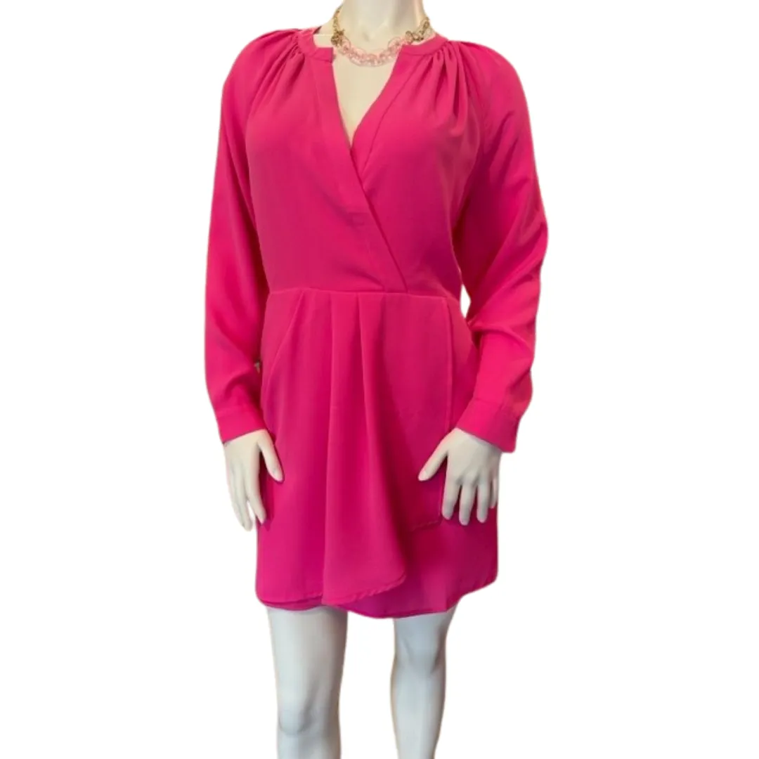 Hot pink faux wrap dress