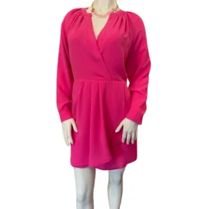 Hot pink faux wrap dress