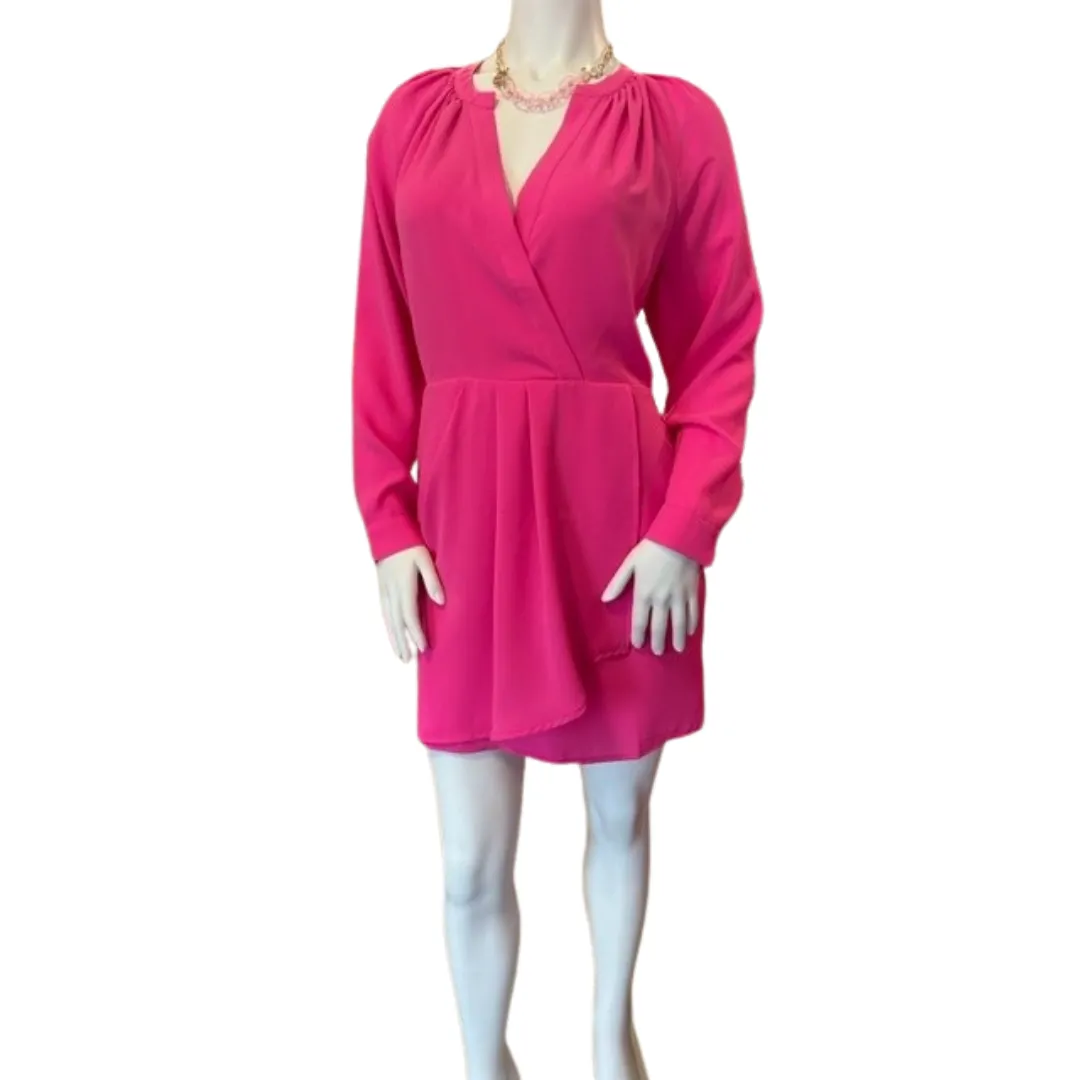 Hot pink faux wrap dress