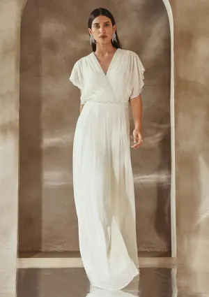 Ivory draped jumpsuit