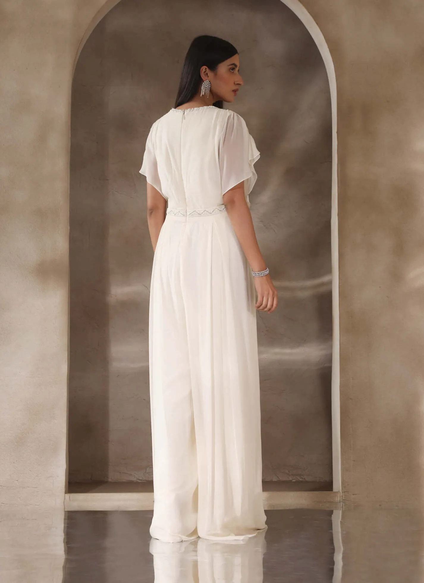 Ivory draped jumpsuit