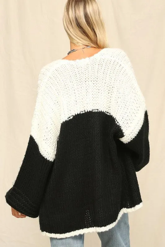 Kelly Black & White Two-Toned Cardigan